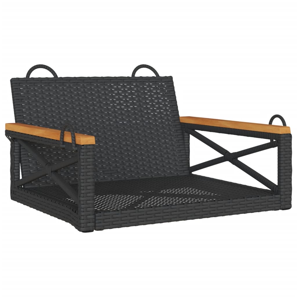 Schommelbank 63x62x40 cm poly rattan zwart