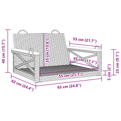 Schommelbank 63x62x40 cm poly rattan zwart