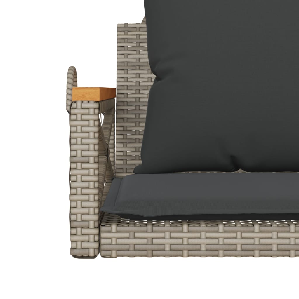 Schommelbank met kussens 63x62x40 cm poly rattan grijs