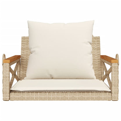 Schommelbank met kussens 63x62x40 cm poly rattan beige