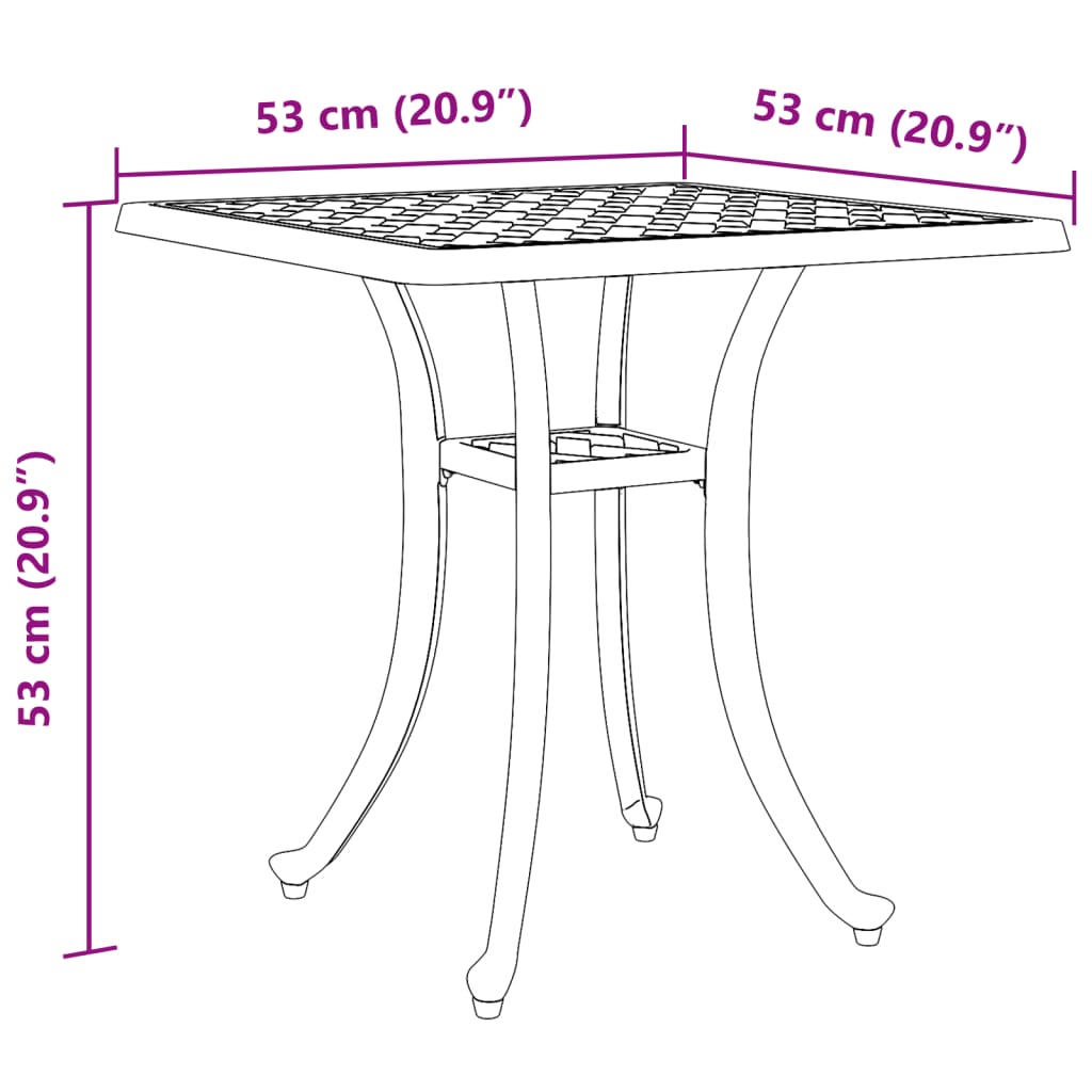 Tuintafel 53x53x53 cm gietaluminium zwart