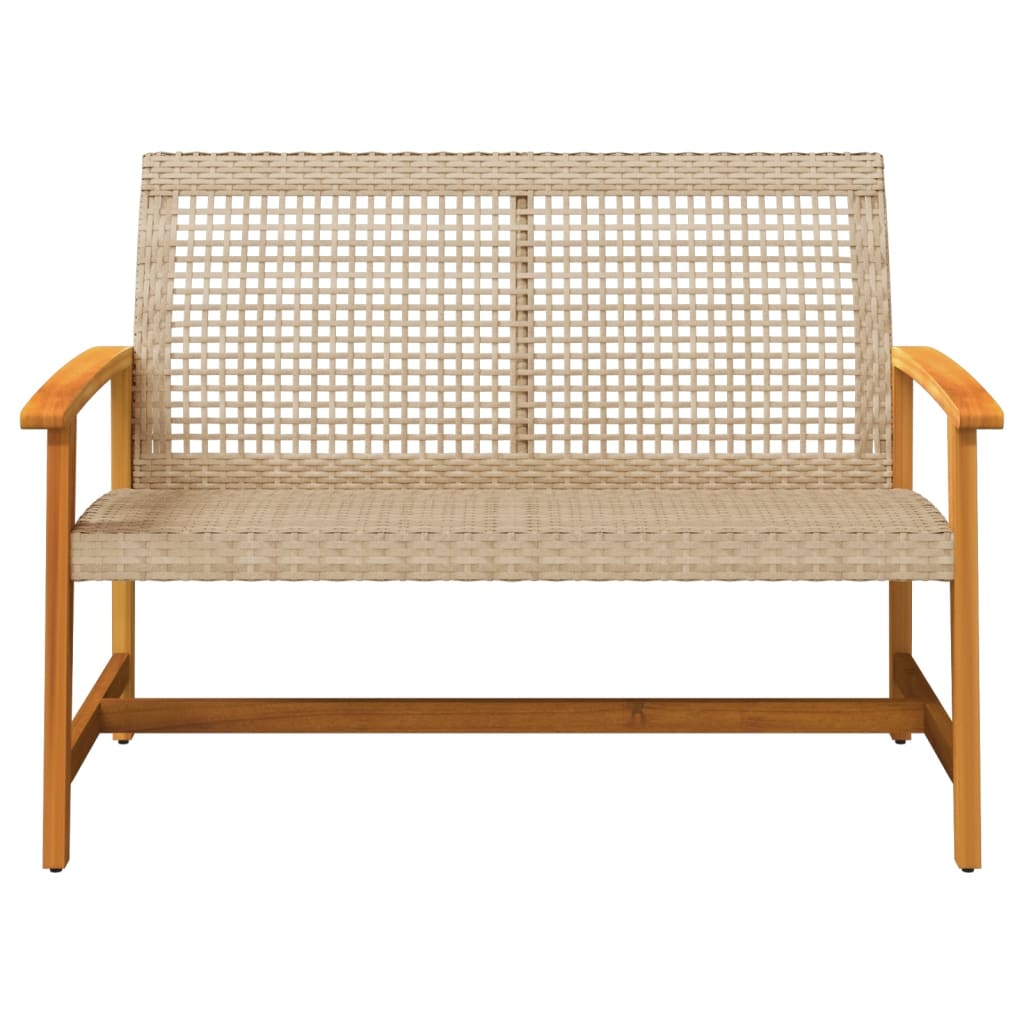 Tuinbank 112 cm poly rattan en acaciahout beige