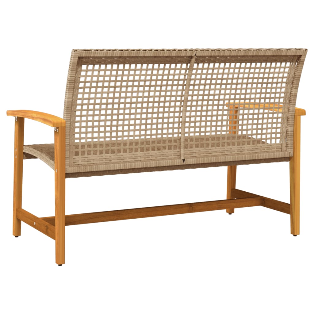 Tuinbank 112 cm poly rattan en acaciahout beige