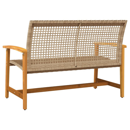 Tuinbank 112 cm poly rattan en acaciahout beige