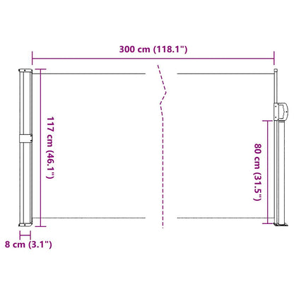 Windscherm uittrekbaar 117x300 cm rood