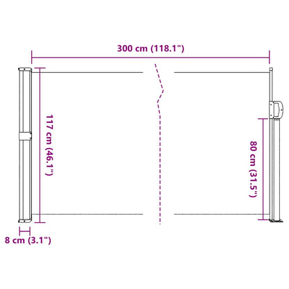 Windscherm uittrekbaar 117x300 cm beige