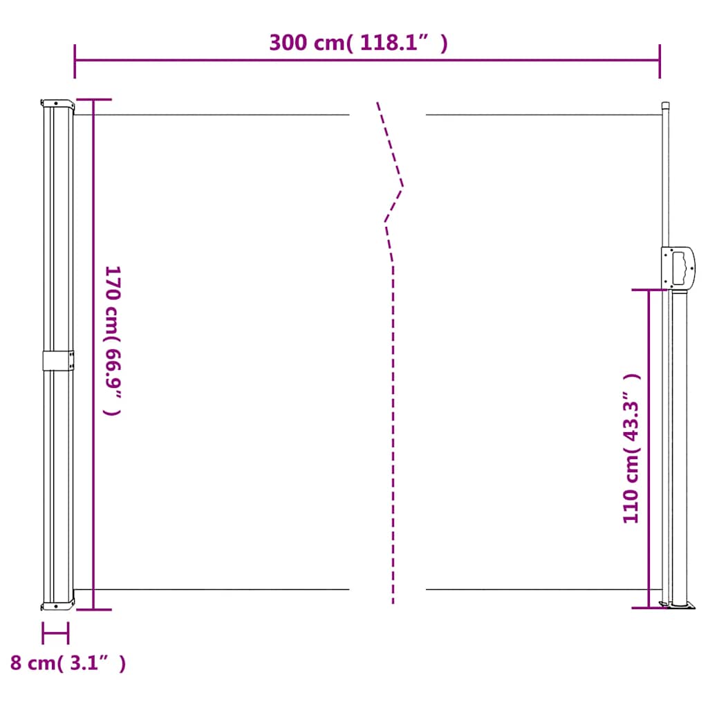 Windscherm intrekbaar 170x300 cm beige