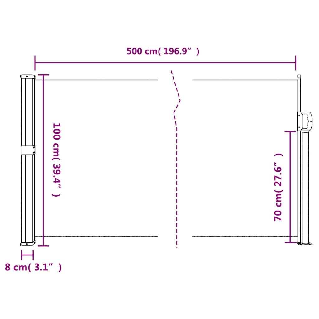 Windscherm uittrekbaar 100x500 cm antracietkleurig