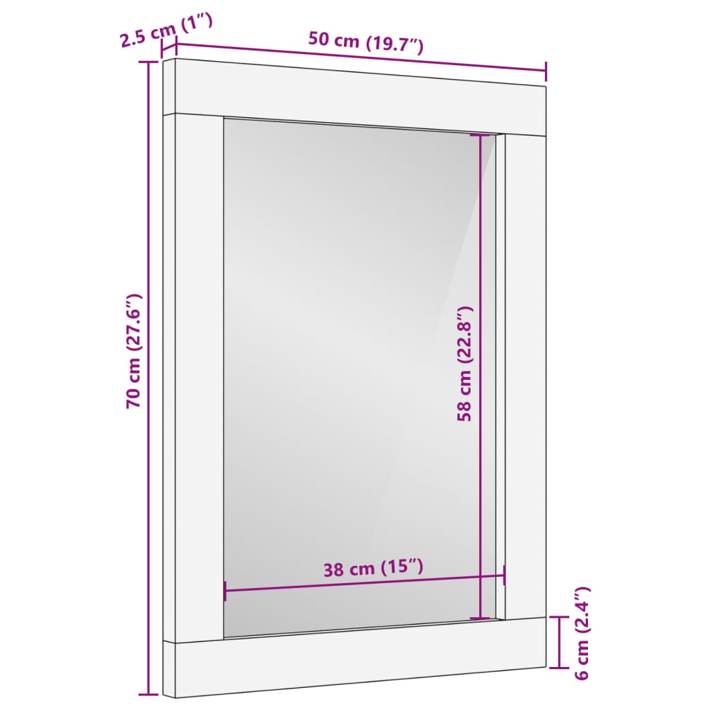 Badkamerspiegel 50x70 cm massief acaciahout en glas