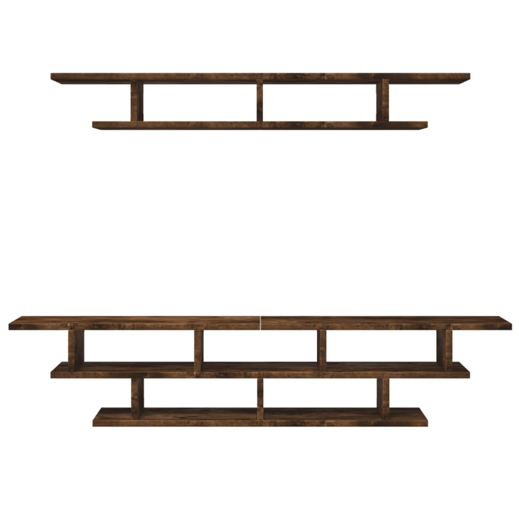 Tv-wandmeubelset bewerkt hout gerookt eikenkleurig