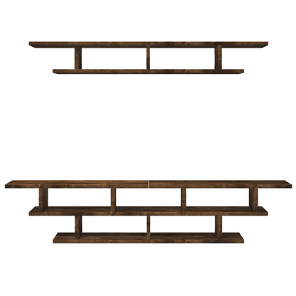 Tv-wandmeubelset bewerkt hout bruin eikenkleurig