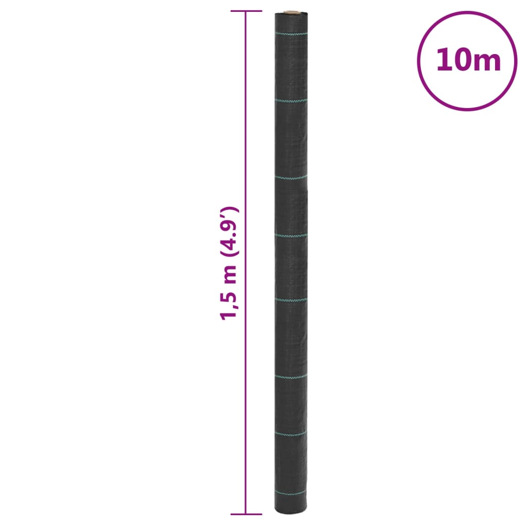 Worteldoek 1,5x10 m polypropeen zwart