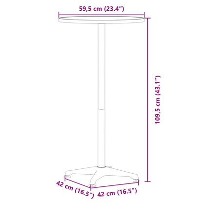 Tuinbartafel in hoogte verstelbaar Ø59,5x70/109,5 cm aluminium