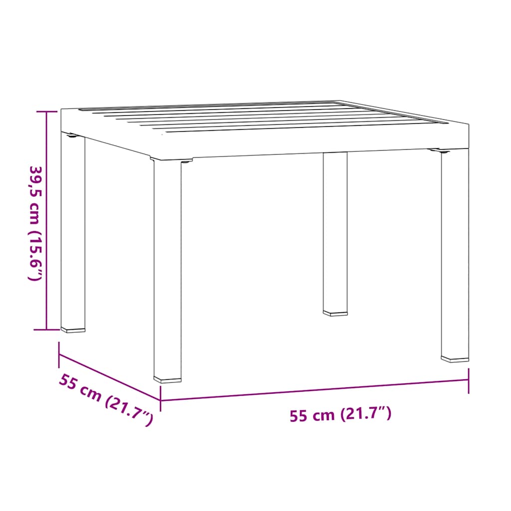 Tuinsalontafel 55x55x39,5 cm gepoedercoat staal zwart