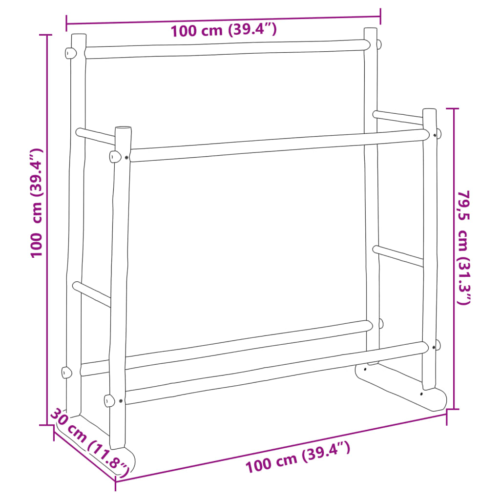 Kledingrek 100x30x100 cm bamboe