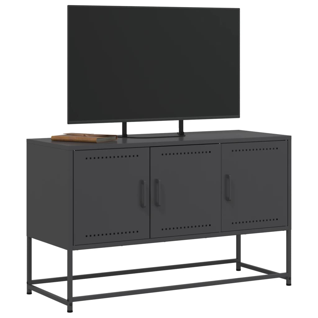 Tv-meubel 100,5x39x60,5 cm staal zwart