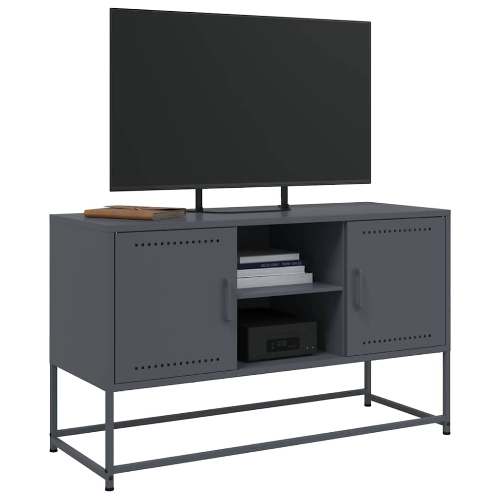 Tv-meubel 100,5x39x60,5 cm staal antracietkleurig