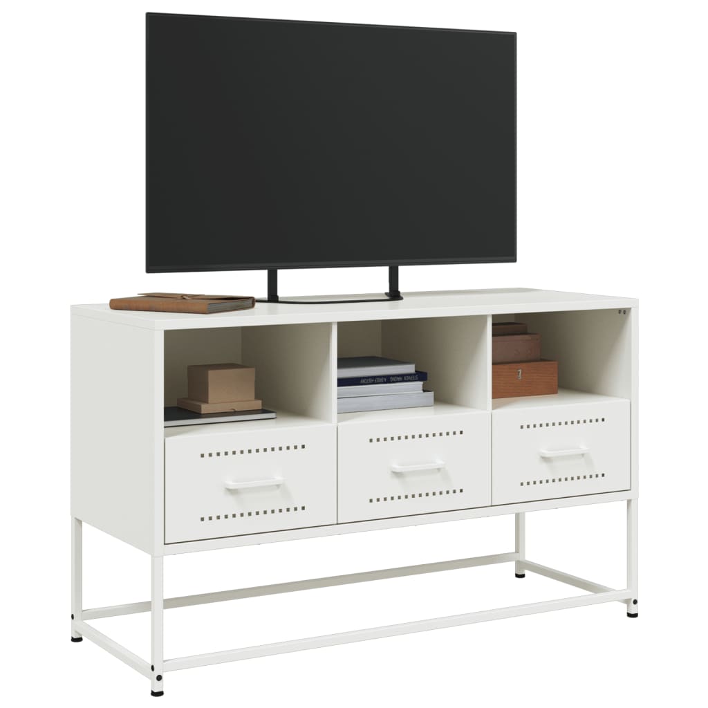 Tv-meubel 100,5x39x60,5 cm staal wit