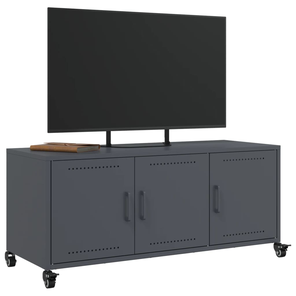 Tv-meubel 100,5x39x43,5 cm staal antracietkleurig