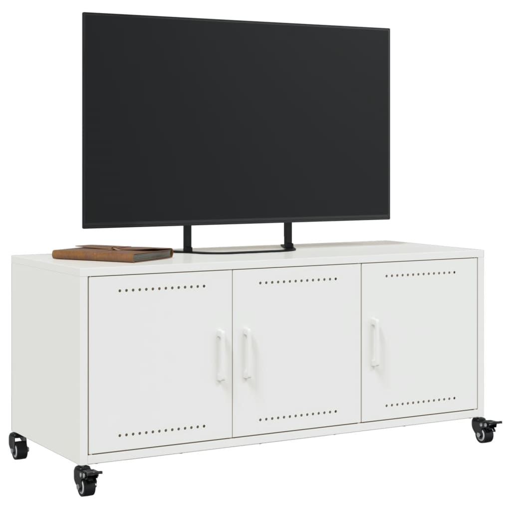 Tv-meubel 100,5x39x43,5 cm staal wit