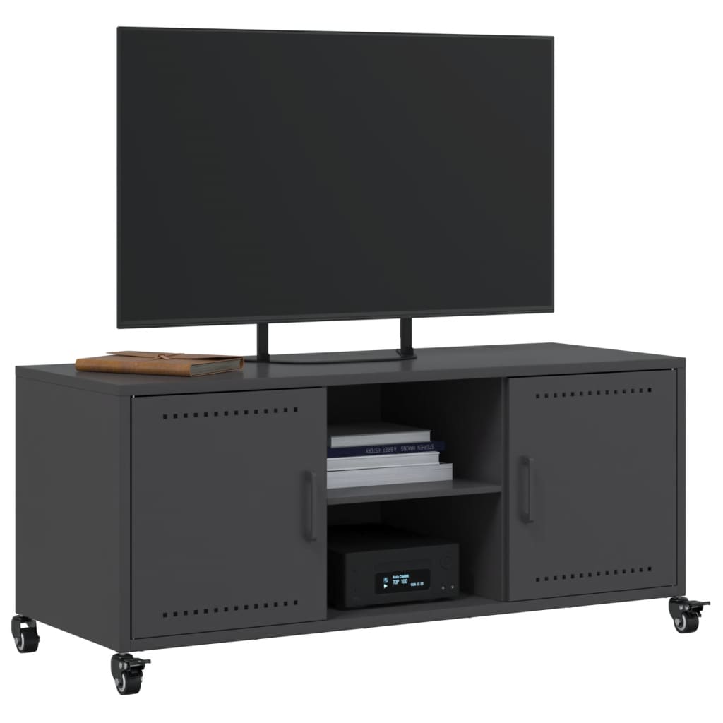 Tv-meubel 100,5x39x43,5 cm staal zwart