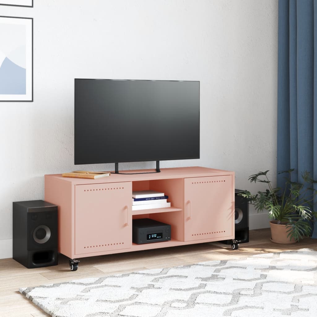 Tv-meubel 100,5x39x43,5 cm staal roze