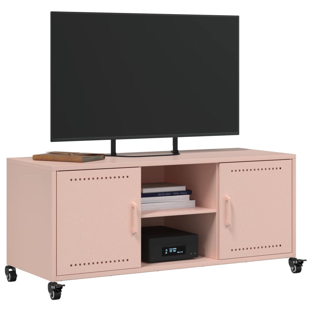 Tv-meubel 100,5x39x43,5 cm staal roze