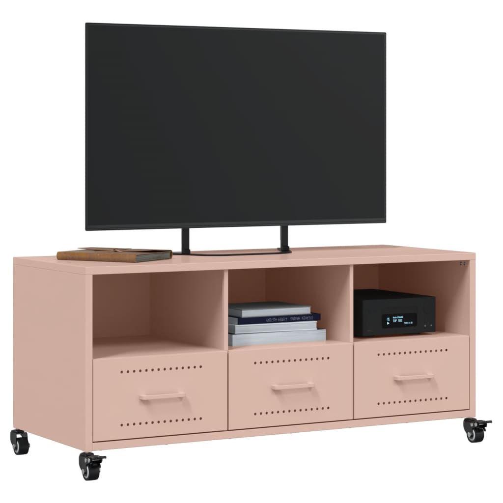 Tv-meubel 100,5x39x43,5 cm staal roze