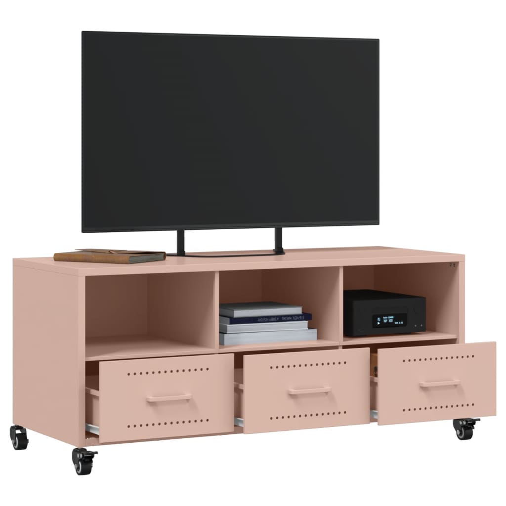 Tv-meubel 100,5x39x43,5 cm staal roze