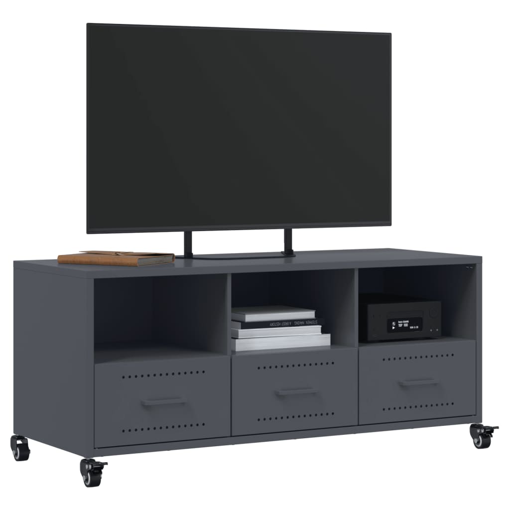 Tv-meubel 100,5x39x43,5 cm staal antracietkleurig