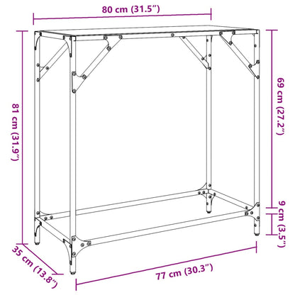 Wandtafel met transparant glazen blad 80x35x81 cm staal