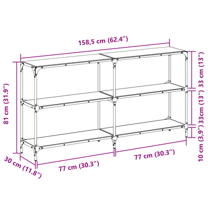 Wandtafel met transparant glazen blad 158,5x30x81 cm staal