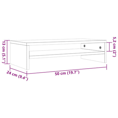 Monitorstandaard 50x24x13 cm massief grenenhout wasbruin