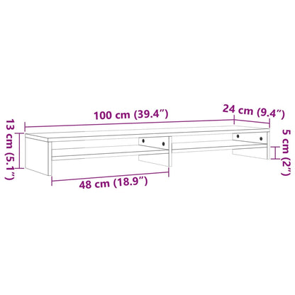 Monitorstandaard 100x24x13 cm massief grenenhout wasbruin