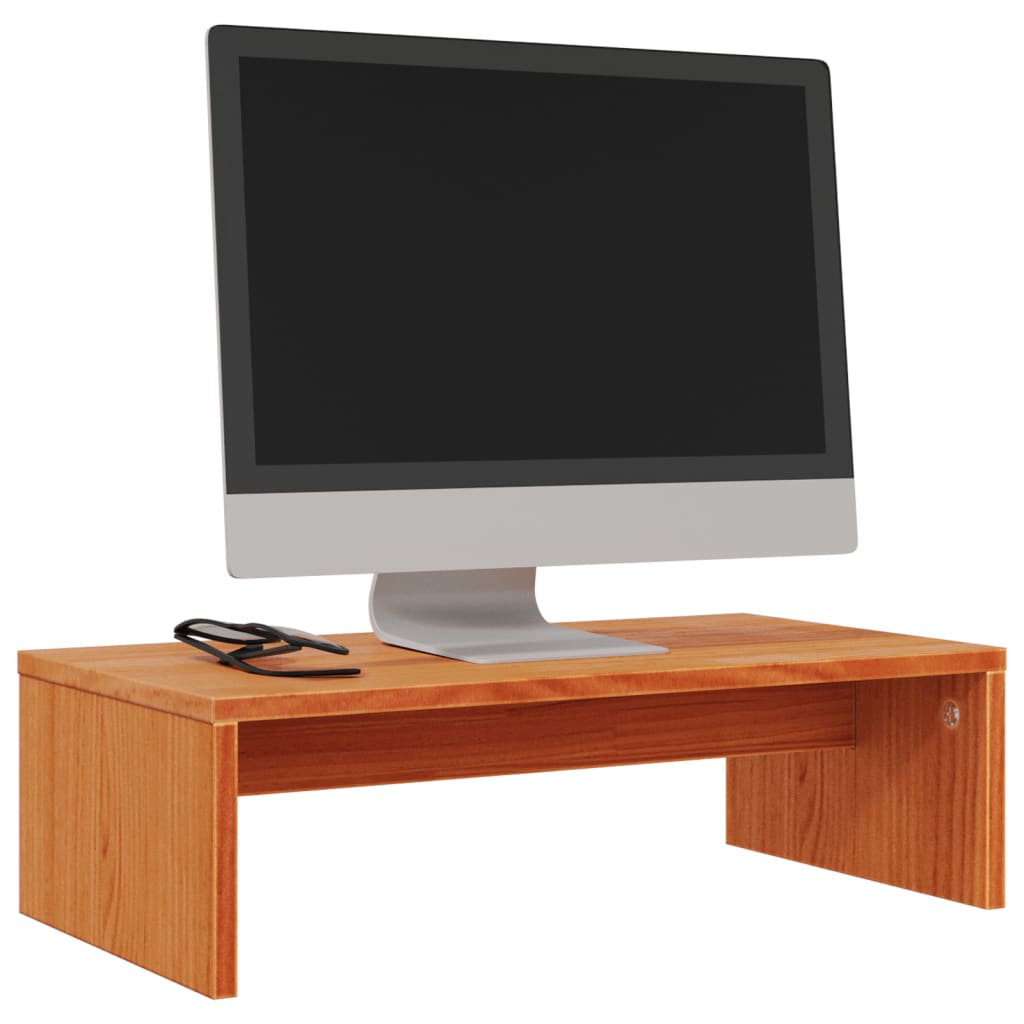 Monitorstandaard 50x27x15 cm massief grenenhout wasbruin