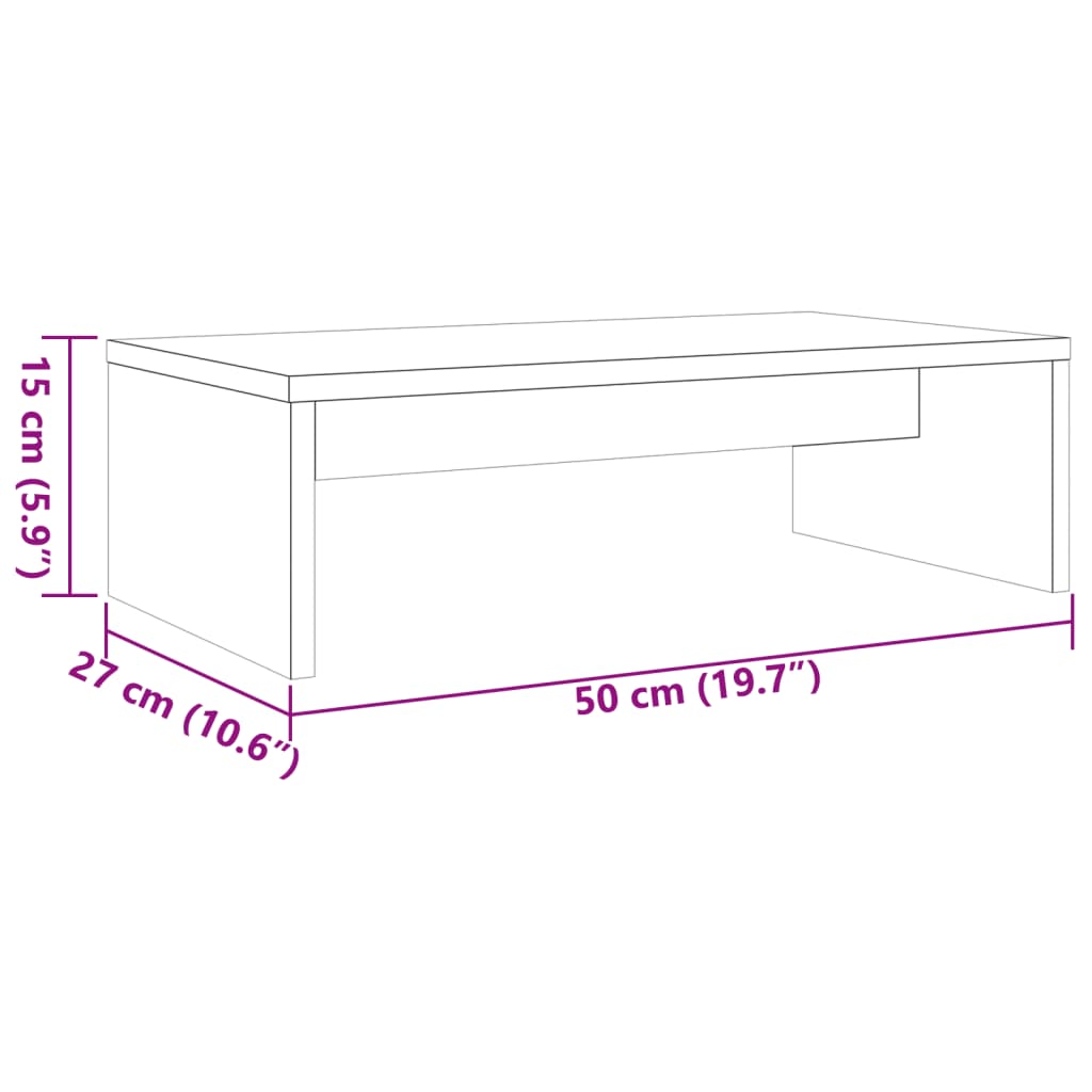 Monitorstandaard 50x27x15 cm massief grenenhout wasbruin