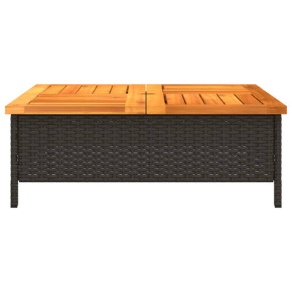 Tuintafel 70x70x25 cm poly rattan en acaciahout zwart