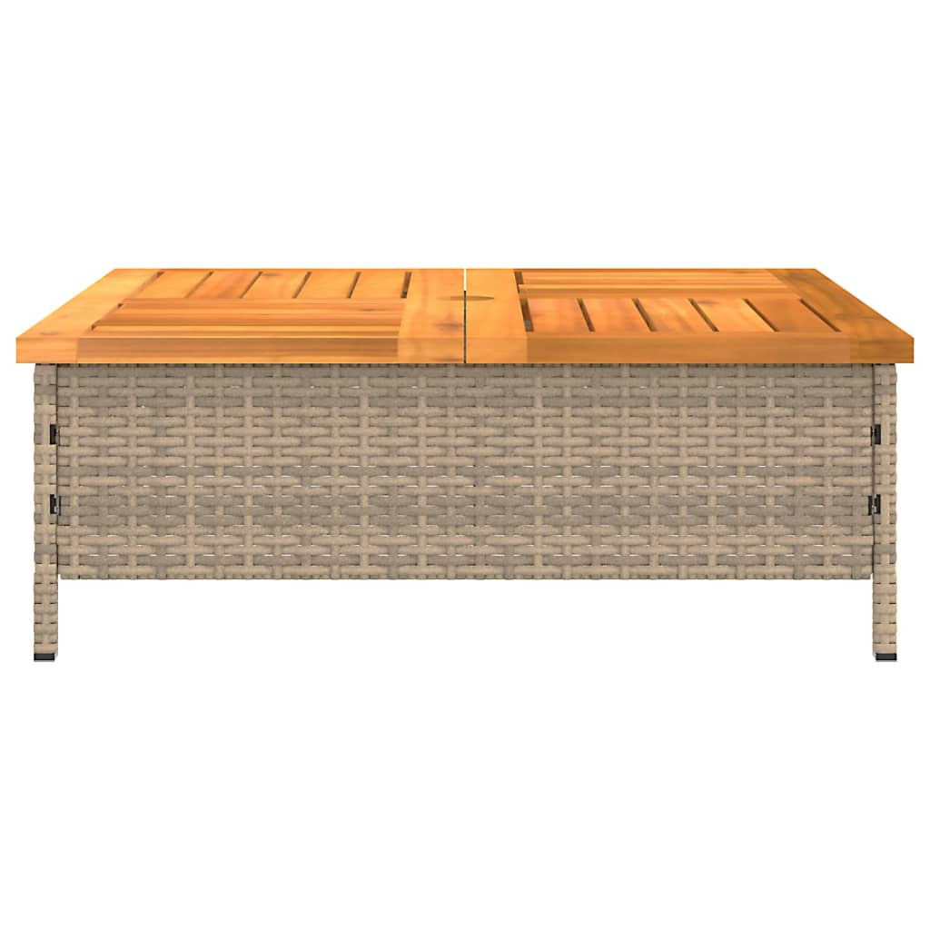 Tuintafel 70x70x25 cm poly rattan en acaciahout beige