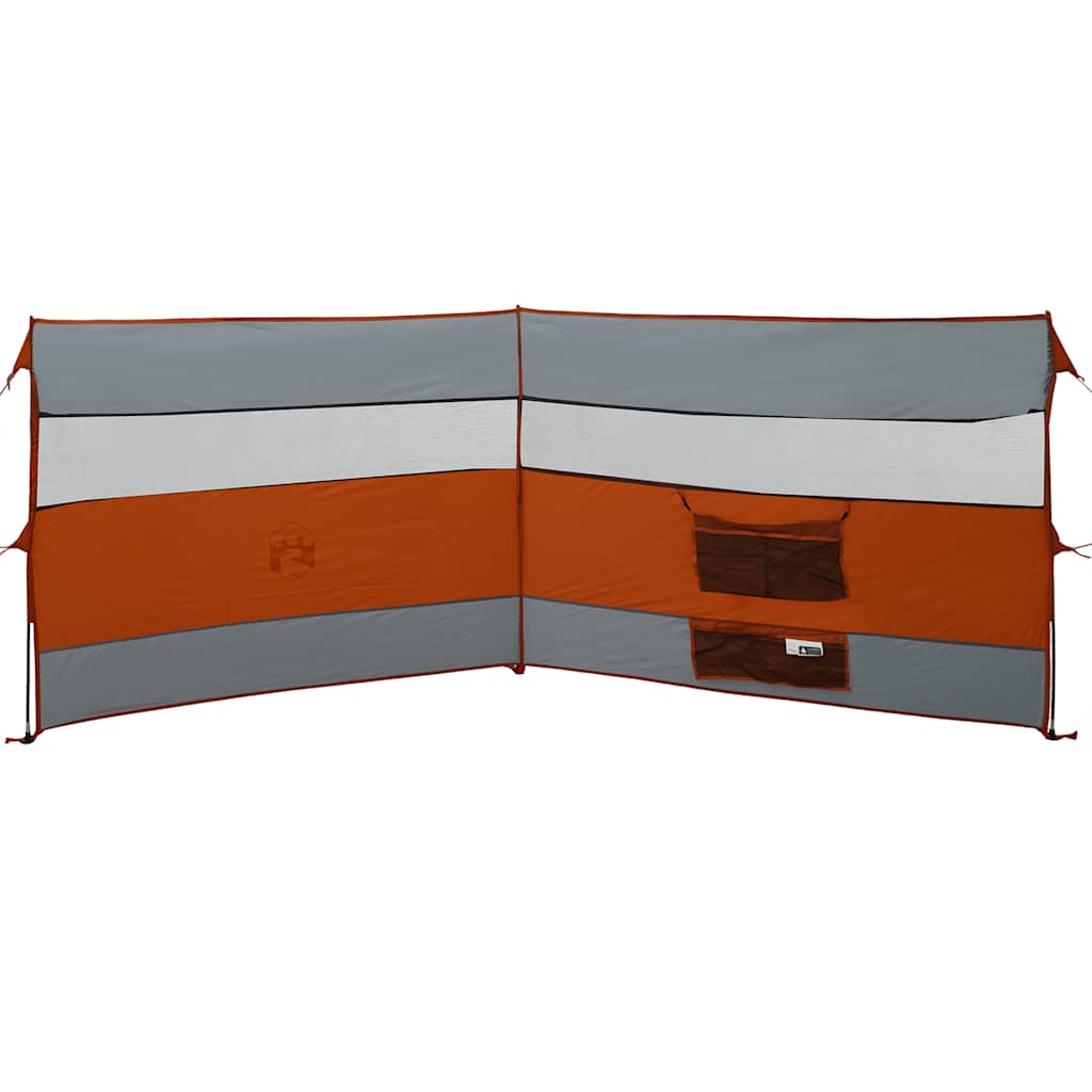 Windscherm camping waterdicht 340x130 cm grijs en oranje