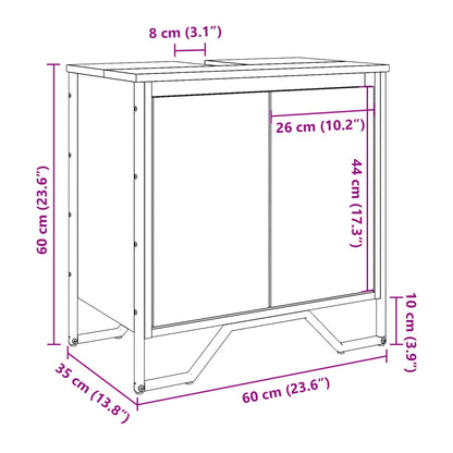 Wastafelkast 60x35x60 cm bewerkt hout sonoma eikenkleurig