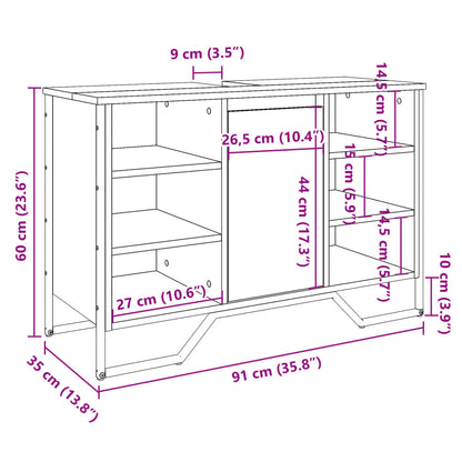 Wastafelkast 91x35x60 cm bewerkt hout sonoma eikenkleurig