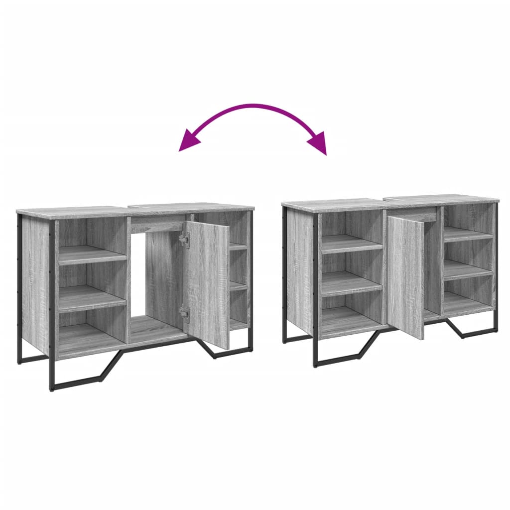 Wastafelkast 91x35x60 cm bewerkt hout grijs sonoma eikenkleurig