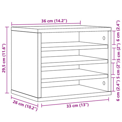 Bureau organiser 36x26x29,5 cm bewerkt hout bruin eikenkleurig