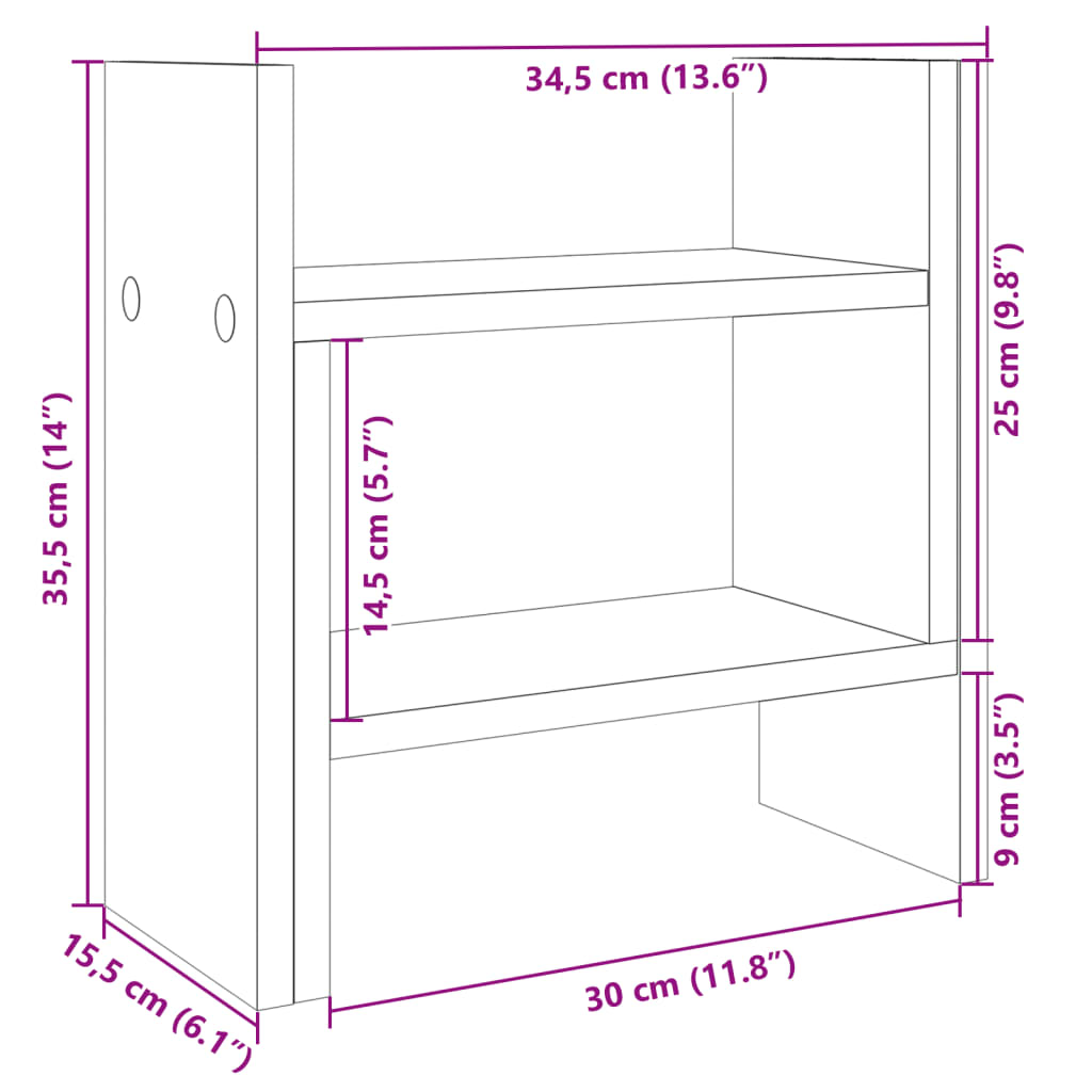 Bureau organiser 34,5x15,5x35,5 cm bewerkt hout wit