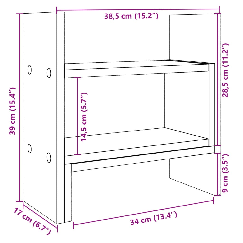 Bureau organiser 38,5x17x39 cm bewerkt hout zwart