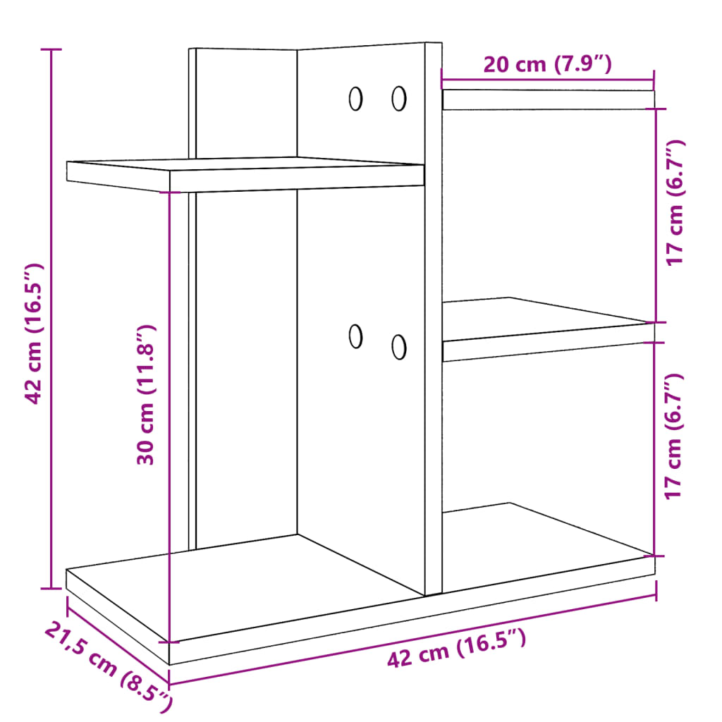 Bureau organiser 42x21,5x42 cm bewerkt hout wit