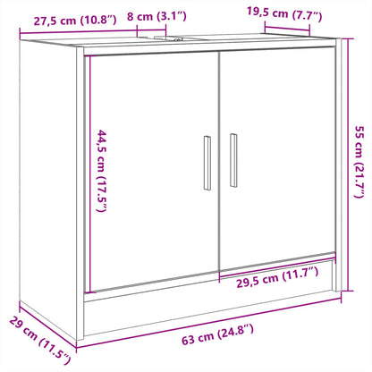 Wastafelkast 63x29x55 cm bewerkt hout sonoma eikenkleurig