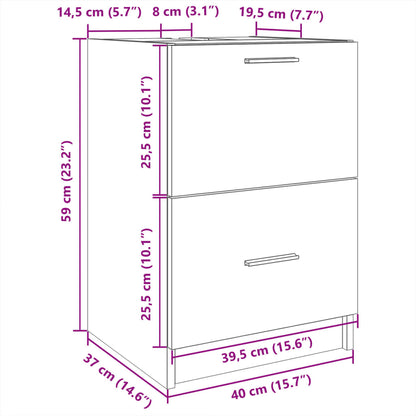 Wastafelkast 40x37x59 cm bewerkt hout sonoma eikenkleurig