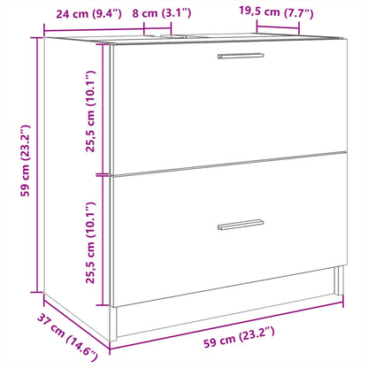 Wastafelkast 59x37x59 cm bewerkt hout zwart