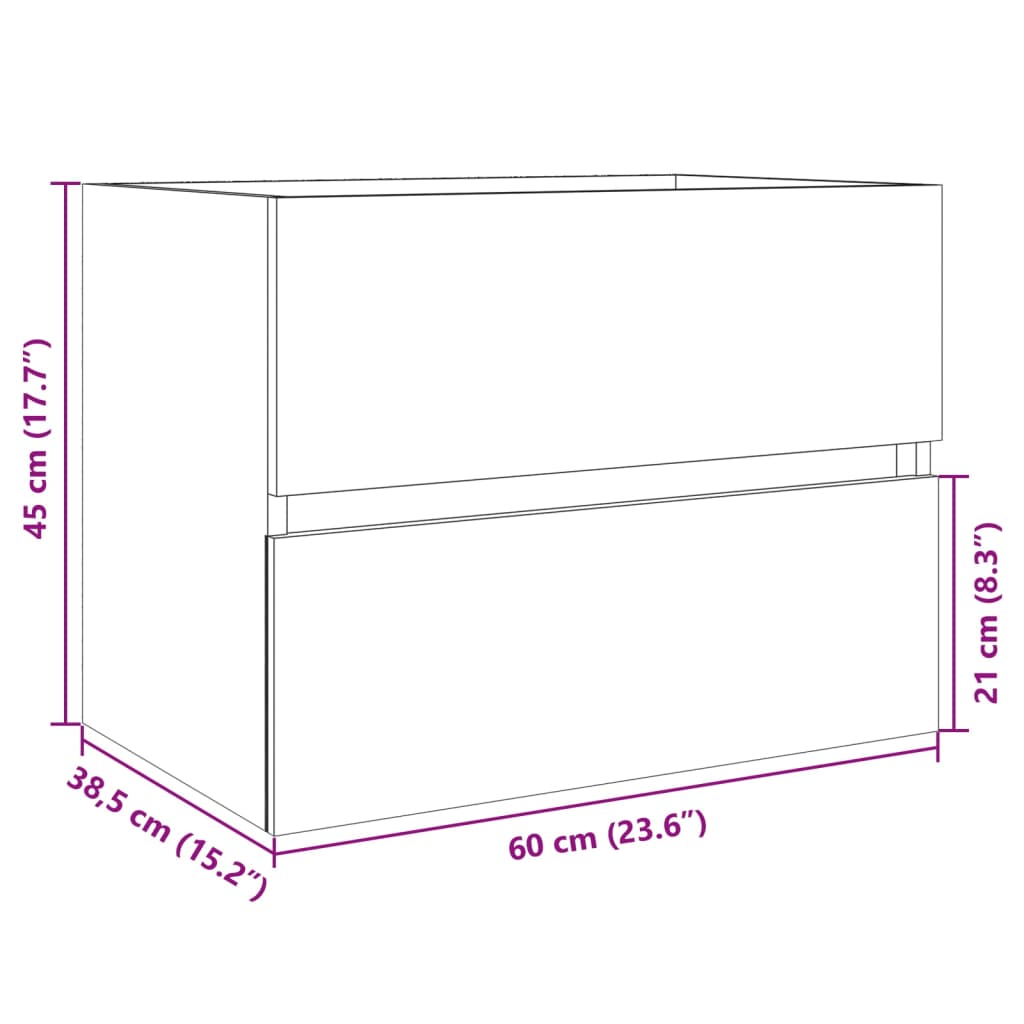 Wastafelkast 60x38,5x45 cm spaanplaat sonoma eikenkleurig